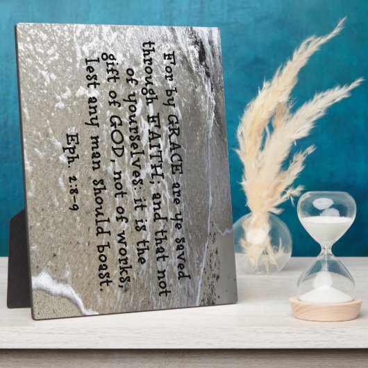 エペソ人への手紙第2章8-9節の恵みによって救は、あなたは通る フォトプラーク (側面)