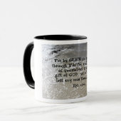 エペソ人への手紙第2章8-9節の恵みによって救は、あなたは通る マグカップ (正面左)