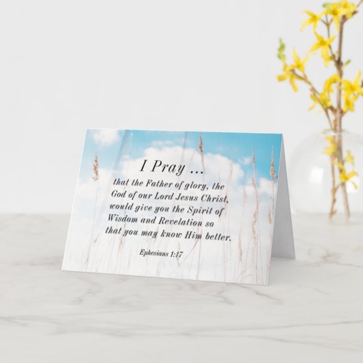 エペソ1:17知恵の啓示のための聖書祈りの言葉 カード (黄色い花)