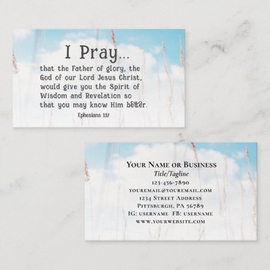 エペソ1:17知恵の啓示のための聖書祈りの言葉 名刺 (正面/裏面)
