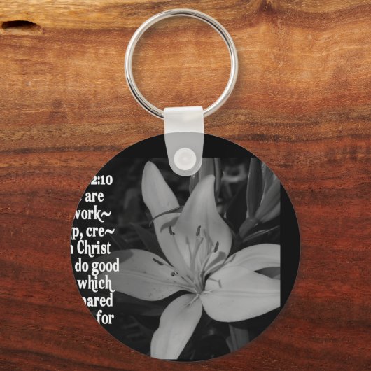 エペソ2:10聖書の聖なる書物、 経典引用文 キーホルダー (正面)