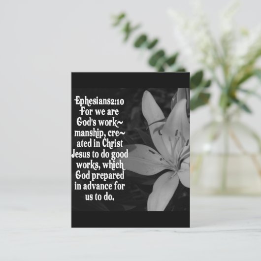 エペソ2:10聖書の聖なる書物、 経典引用文 ポストカード (スタンド正面)
