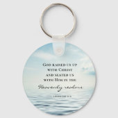エペソ2:6神は私たちをキリストの聖書と共に育てた キーホルダー (正面)