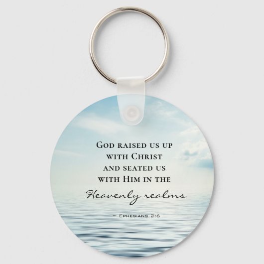 エペソ2:6神は私たちをキリストの聖書と共に育てた キーホルダー (正面)