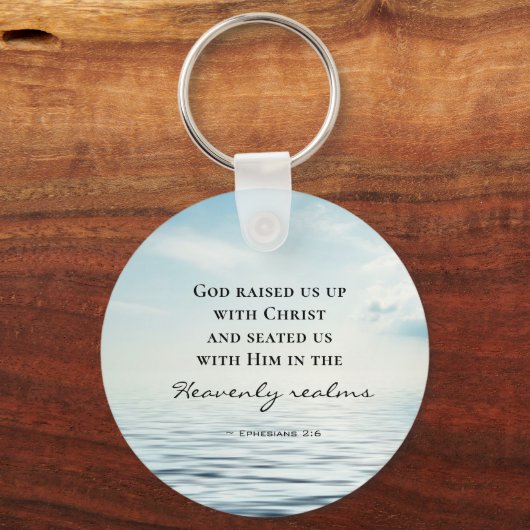 エペソ2:6神は私たちをキリストの聖書と共に育てた キーホルダー (正面)