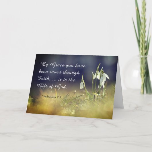 エペソ2:8恵みによって、あなた方は聖書を受け継救いでいる カード (正面)