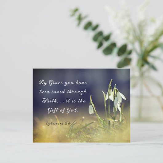 エペソ2:8恵みによって、あなた方は聖書を受け継救いでいる ポストカード (スタンド正面)