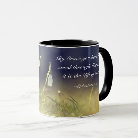 エペソ2:8恵みによって、あなた方は聖書を受け継救いでいる マグカップ (正面右)