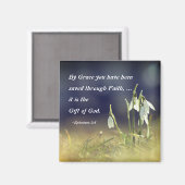 エペソ2:8恵みによって、あなた方は聖書を受け継救いでいる マグネット (正面/裏面)