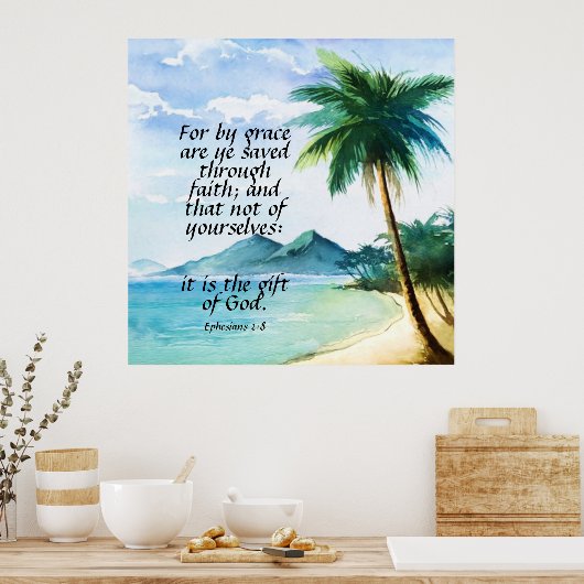 エペソ2:8 ポスター (キッチン)