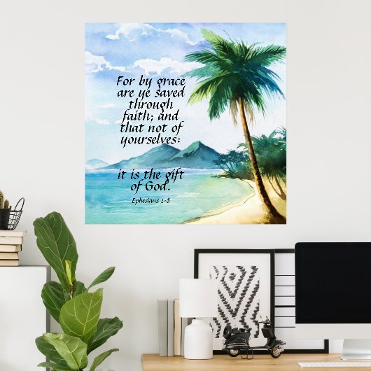 エペソ2:8 ポスター (ホームオフィス)