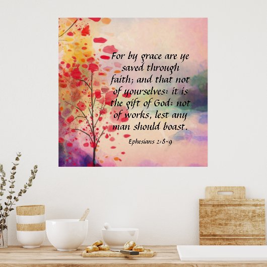 エペソ2:8-9 ポスター (キッチン)