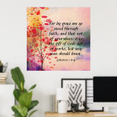 エペソ2:8-9 ポスター (ホームオフィス)