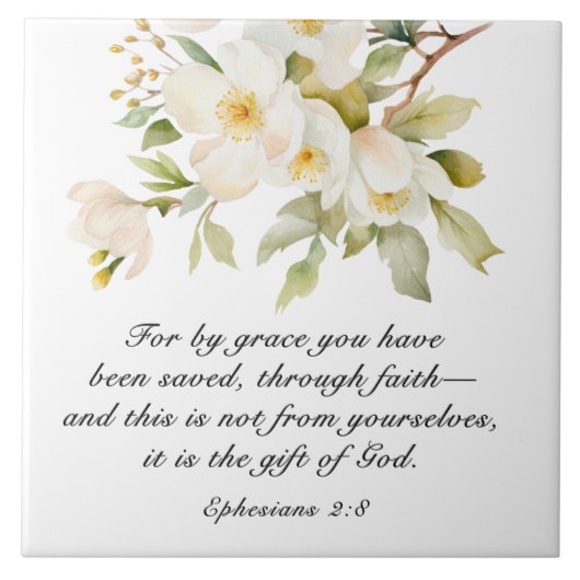 エペソ2:8 By Graceあなた方は聖書を救受けている タイル (正面)