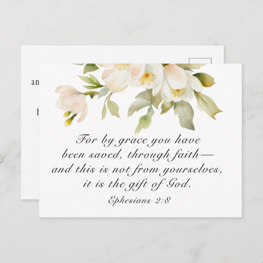 エペソ2:8 By Graceあなた方は聖書を救受けている ポストカード (正面/裏面)