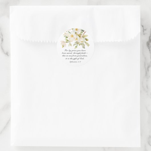 エペソ2:8 By Graceあなた方は聖書を救受けている ラウンドシール (バッグ)