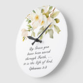 エペソ2:8 By Graceあなた方は聖書を救受けている ラージ壁時計 (傾斜)