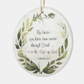 エペソ2:8 By Grace you have 救 been  セラミックオーナメント (左)