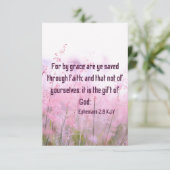 エペソ2:8 KJVバイブル聖なる書物、 経典Pic Greeting カード (スタンド正面)