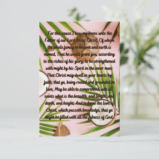 エペソ3:14-19祈りの言葉フラットグリーティングカード カード (スタンド正面)