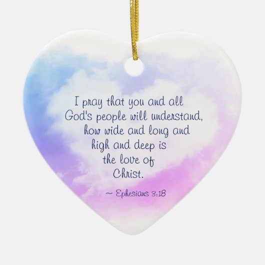 エペソ3:18キリストの愛は深いと広さがどれほどあるか セラミックオーナメント (正面)