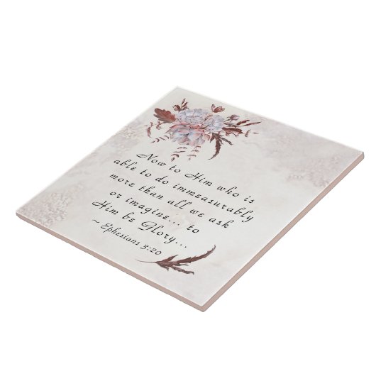 エペソ3:20もっと多くのことを行うことができる神へ タイル (側面)