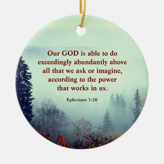 エペソ3:20わたしたちの神は可能である…秋林 セラミックオーナメント (正面)