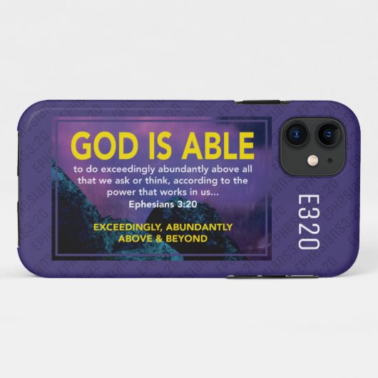 エペソ3:20 | 神はクリスチャン・パープルの事が出来る Case-Mate iPhoneケース (裏面(横))