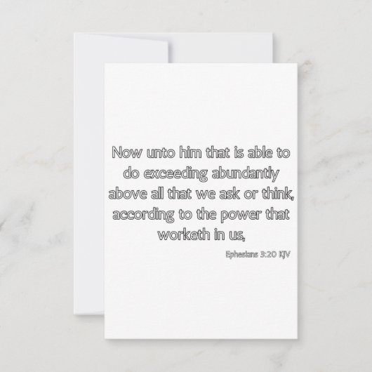 エペソ3:20 KJVバイブル聖句フラットグリーティング カード (正面)