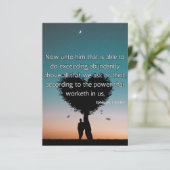 エペソ3:20 KJVバイブル聖句Pic Flat Greeting カード (スタンド正面)