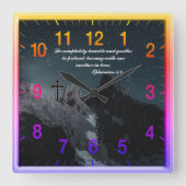 エペソ4:2キリスト教信仰祈りの言葉 スクエア壁時計 (正面)