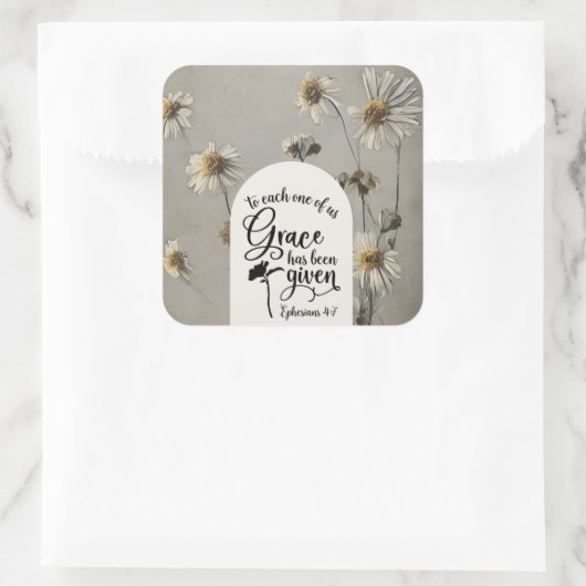エペソ4:7私たち一人ひとりの恵みは聖書与えである スクエアシール (バッグ)