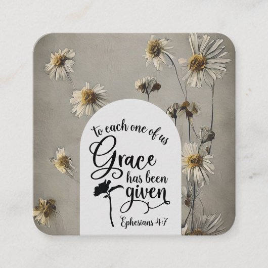 エペソ4:7私たち一人ひとりの恵みは聖書与えである スクエア名刺 (正面)