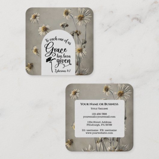 エペソ4:7私たち一人ひとりの恵みは聖書与えである スクエア名刺 (正面/裏面)