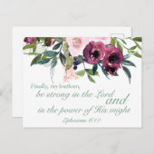 エペソ6:10聖書の詩のはがきやる気を起こさせる書 ポストカード (正面/裏面)