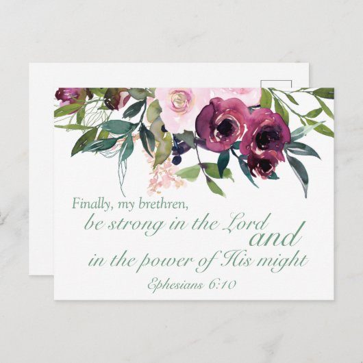 エペソ6:10聖書の詩のはがきやる気を起こさせる書 ポストカード (正面/裏面)