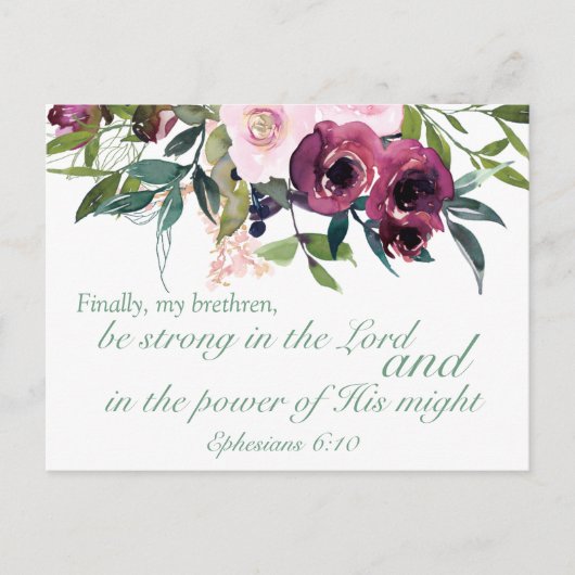 エペソ6:10聖書の詩のはがきやる気を起こさせる書 ポストカード (正面)