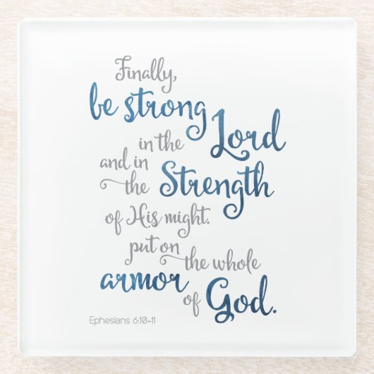 エペソ6:11神のバイブルの武具聖なる書物、 経典 ガラスコースター (正面)