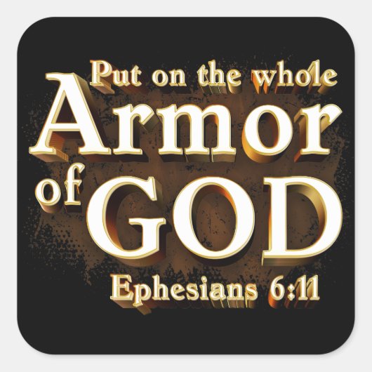 エペソ6:11神の信仰の武具全体を着せよ スクエアシール (正面)
