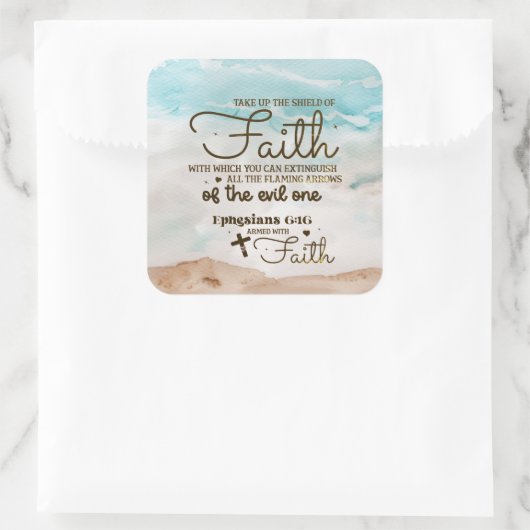 エペソ6:16信仰の盾を取る聖書 スクエアシール (バッグ)