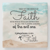 エペソ6:16信仰の盾を取る聖書 ストーンコースター (正面)