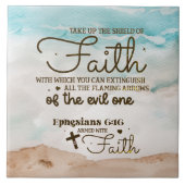 エペソ6:16信仰の盾を取る聖書 タイル (正面)