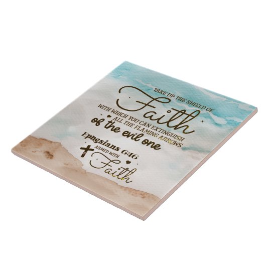 エペソ6:16信仰の盾を取る聖書 タイル (側面)