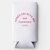 エペーススキーウィメホットピンクスキークレストパーティー スリム缶クーラー (正面)