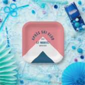 エペーススキークラブピンクネイビーレトロスキーパーティースクエア ペーパープレート (パーティー)