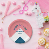 エペーススキークラブピンクネイビーレトロスタイルスキーパーティー ペーパープレート (パーティー)