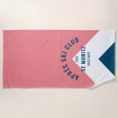 エペーススキークラブピンクネイビーレトロスタイル冬 ビーチタオル (正面)