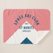 エペーススキークラブピンクネイビーレトロ冬 シェルパブランケット (正面(横))