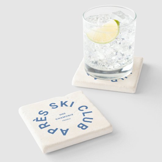 エペーススキークラブブルー王室のウィンタースキーリゾートクレスト ストーンコースター (横)