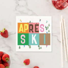 エペーススキーレトロスキーヤーズカラーブロック スタンダードカクテルナプキン